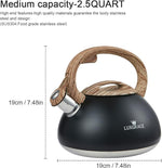 Load image into Gallery viewer, s-p Whistling Tea Kettle Stainless Steel Teapot, Teakettle for Stovetop Induction Stove Top, Fast Boiling Heat Water Tea Pot 2.2 Quart(Black)