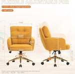 Load image into Gallery viewer, Flannel Office Chair, Comfy Home Office Desk Chairs with Lumbar Support, Modern Velvet Desk Chair Gold Legs Small Swivel Task Chair for Home Office, Bedroom, Study (Yellow, L)