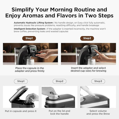 Warriors1 Single Serve Coffee Maker for Keurig K Cup, Espresso Machine for Nespresso Original, Dolce Gusto Pods, Ground Coffee, Cappuccino & Latte Coffee Machine, 20 Bar Espresso Maker, 3 Brew Sizes