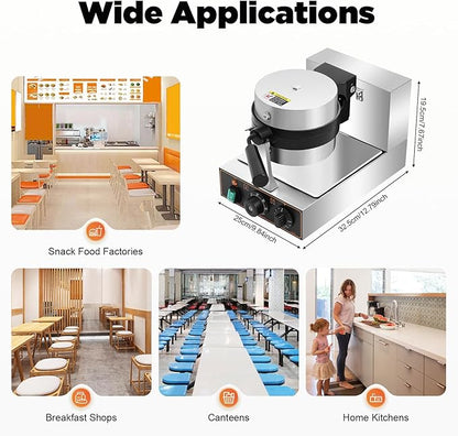 Burger Waffle Maker,Commercial Electric Burger Panini Maker Machine,Non Stick Waffle Press Machine with Time & Temp Control Stainless Steel Material for Home Kitchens Breakfast Shops Schools