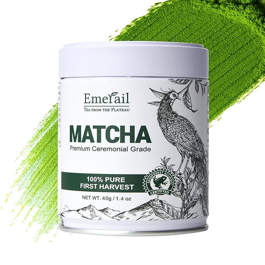 Emerail Ceremonial Grade Matcha Green Tea Powder, Premium First Harvest Unsweetened, 100% Pure Matcha for Lattes, Smoothies, and Baking (40g / 1.4oz)