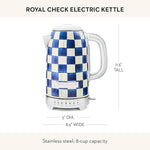 Load image into Gallery viewer, MACKENZIE-CHILDS Electric Kettle, Stainless-Steel Tea Kettle, Blue-and-White Royal Check