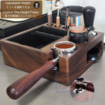 Load image into Gallery viewer, Espresso tamping station and knock box,Wooden portafilter holder,Espresso organizer station box,Tamping station fit for storage 51/54/58mm coffee accessories,Multifunctional espresso station