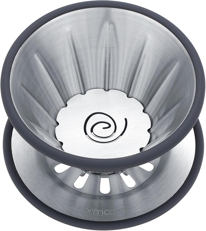 Normcore 2-in-1 Pour Over Coffee Dripper, Single Cup Travel Coffee Dripper, Use V60 and Wave Filter Paper Coffee Maker, 304 Stainless Steel, Silver