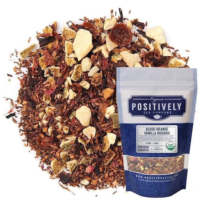Organic Positively Tea Company, Blood Orange Vanilla Rooibos Tea, Loose Leaf, 4 Ounce