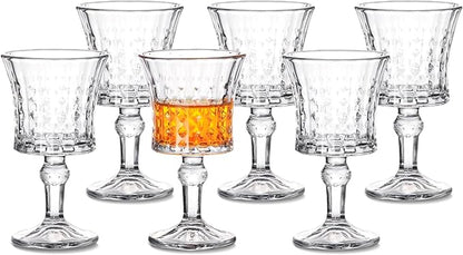 Shot Glasses, 2oz Mini Wine Glasses Set of 6, Fancy Shot Glasses/Great for White and Red Wine/Wine Glass Clear/Tasting Glasses/Cute/Etching Patterns