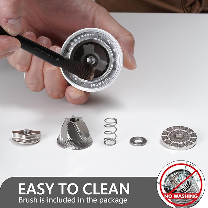 TIMEMORE Chestnut C3S Manual Coffee Grinder with CNC Stainless Steel Conical Burr Capacity 25g, Internal Adjustable Setting, Double Bearing Positioning for Travel, Camping, White