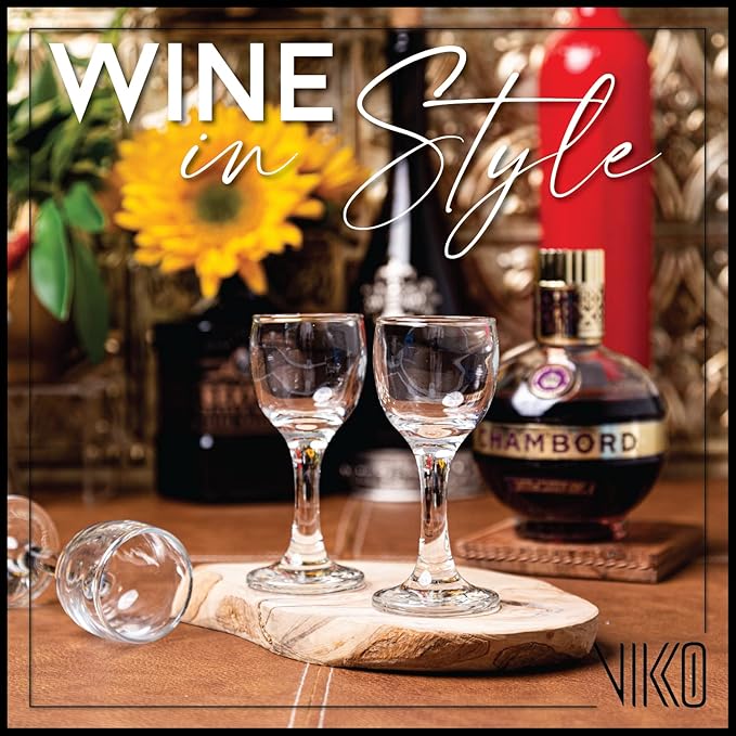 Vikko 1.75 Ounce Shot Glasses, Set of 6 Small Liquor Glass with Stem, Spirit Glasses, Durable Tequila Bar Glasses For Alcohol and Espresso Shots