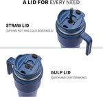 Load image into Gallery viewer, ALOUFEA 20 oz Insulated Coffee Mug Tumbler with Handle, Stainless Steel Travel Mug Tumbler with Lid and Straw,Double Wall Vacuum Leak Proof Ice Coffee Thermal Cup, Army Green