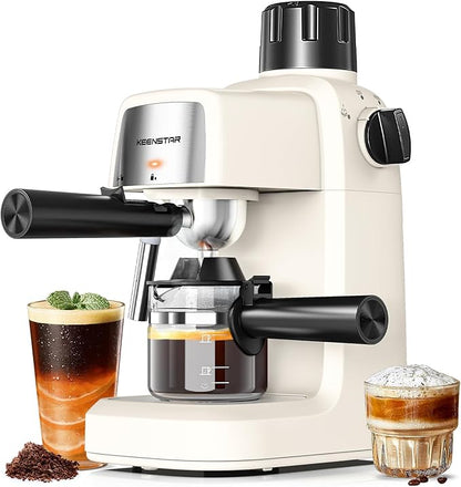 3.5Bar Espresso Machine with Milk Frother, 800W Compact Espresso and Cappuccino Machine with Preheating Function, 4 Cup Espresso Maker for Cappuccino or Latte, Gift for Coffee Lover