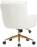 Load image into Gallery viewer, Flannel Office Chair, Comfy Home Office Desk Chairs with Lumbar Support, Modern Velvet Desk Chair Gold Legs Small Swivel Task Chair for Home Office, Bedroom, Study (Beige, L)