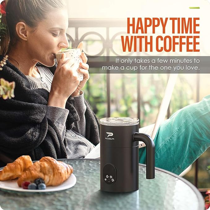 Milk Frother, Electric Milk Frother and Steamer 4 in 1 Automatic Coffee Steamer Frother, 11.8OZ / 350ML Warm and Cold Foam Frother For Coffee,Latte, Cappuccino, Macchiato, Hot Chocolate