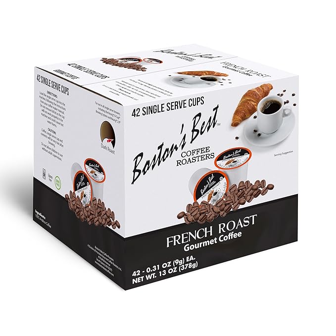 Boston’s Best - Rich & Bold French Roast Gourmet Delectable Dark Roast Coffee, Compatible with Keurig Coffee Maker, 1 Count (42 Single Serve Cups)