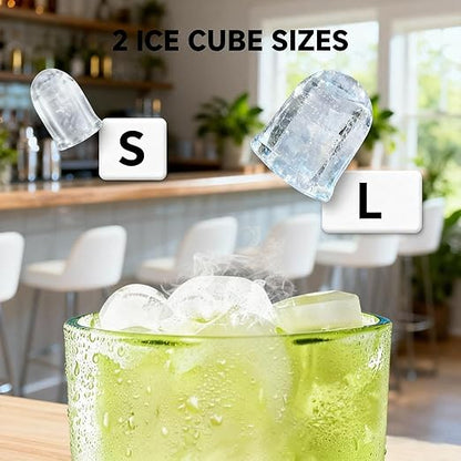 Countertop Ice Maker, 9 Bullet Ice in Just 6 Mins, 27 lbs Daily Output, Ice Machine with Ice Scoop and Basket, 2 Ice Sizes, Self-Cleaning, Ideal for Home/Kitchen/Office/Bar