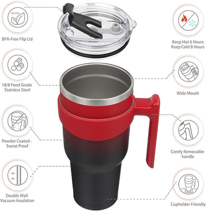 BJPKPK 40oz Stainless Steel Double Wall Insulated Tumbler With Handle And Straw Lid,Blood Moon