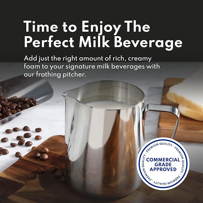 New Star Foodservice Commercial Grade Stainless Steel 18/8 Frothing Pitcher (20-Ounce (Frothing Pitchers))