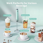 Load image into Gallery viewer, Maestri House Rechargeable Milk Frother with Stand, LunaFro Handheld Electric Foam Maker Waterproof Detachable Stainless Steel Whisk Drink Mixer Foamer for Lattes, Cappuccino