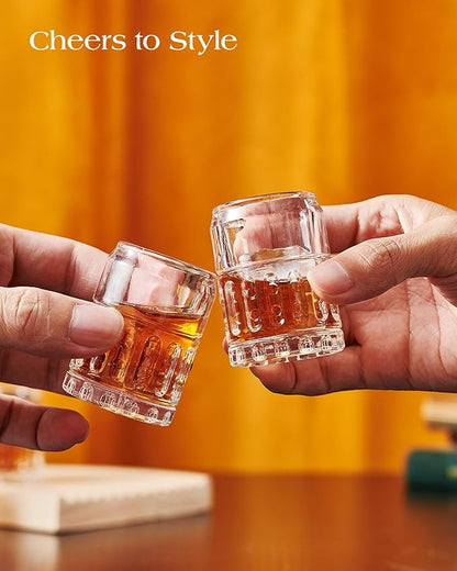 Kollea Father’s Day Shot Glasses, Flash Hider Shaped Clear Shot Glasses Set of 4 with Heavy Base, Shot Cups for Whiskey, Tequila, 21st Birthday Gifts for Men Dad, Military Fan, Men Cave Decor, 1.35 Oz