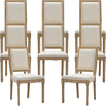 Load image into Gallery viewer, French Country Dining Chairs Set of 8, Beige Square Back Dining Chairs with Linen Upholstered Seat, Solid Wood Legs, Farmhouse Kitchen &amp; Dining Room Chairs, Sillas De Comedor (Beige, 8Pcs)