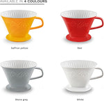 Load image into Gallery viewer, Creano Porcelain Coffee Dripper Stone Grey - Ceramic Cone Brewer - Pour Over Coffee Maker for Filter Bags Size 4 - Easy Manual Brew for pure taste - also for Camping, Hiking