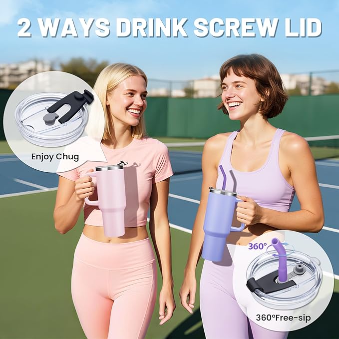 40oz Tumbler Cups with Lid and Straw - Travel Mugs Insulated for Hot and Cold Drinks, Hydro Thermal Coffee Jug Fits in Car Cup Holder, Metal Water Bottle for Women Men