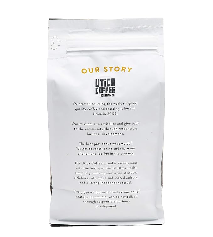 Utica Coffee Roasting Co. Decaf Southern Pecan | Specialty Flavored Medium Roast Ground Coffee | 16 Oz Reclosable Bag