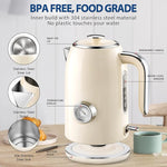 Load image into Gallery viewer, PUKOMC Electric Kettle, 1.7L Stainless Steel Tea Kettle with Temperature Gauge, 1500W Water Boiler with LED Light, BPA-Free, Auto Shut-Off and Boil-Dry Protection (Beige) Visit the Pukomc Store
