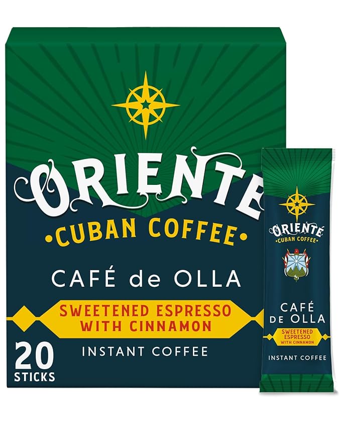 Oriente Dark Roast Instant Coffee, 20 ct, Sweetened Espresso – 100% Arabica Coffee, Instant Hot or Iced Coffee - Just add water