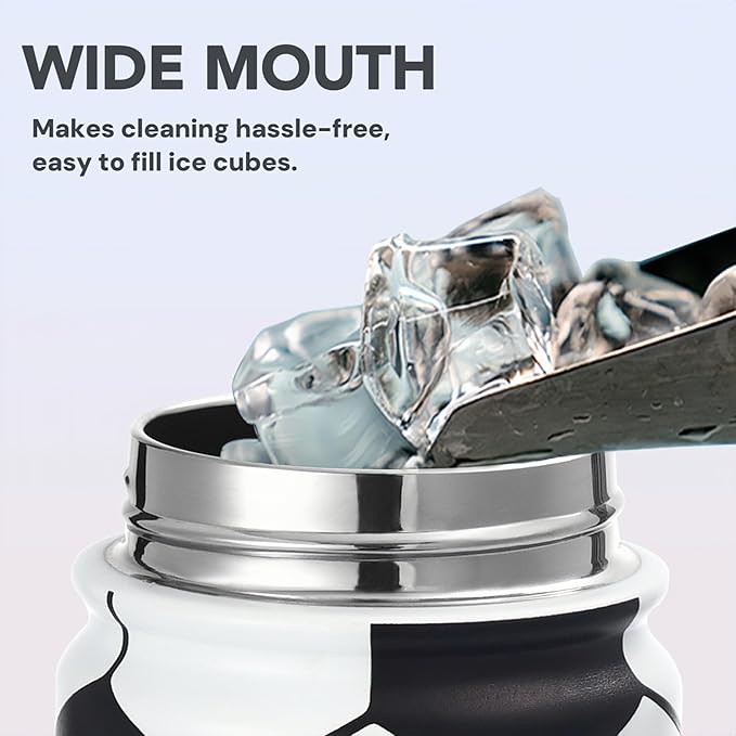 Soccer Water Bottle, 24 oz Insulated Stainless Steel Sports Bottle with Straw, Soccer Stuff Gifts for Boys