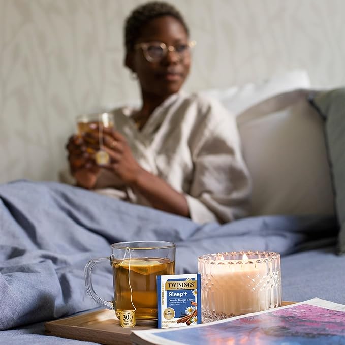 Twinings Superblends Sleep+ Herbal Tea with 1mg Melatonin, Camomile, Cinnamon & Vanilla, Naturally Caffeine-Free, 16 Tea Bags (Pack of 6), 96 Teabags