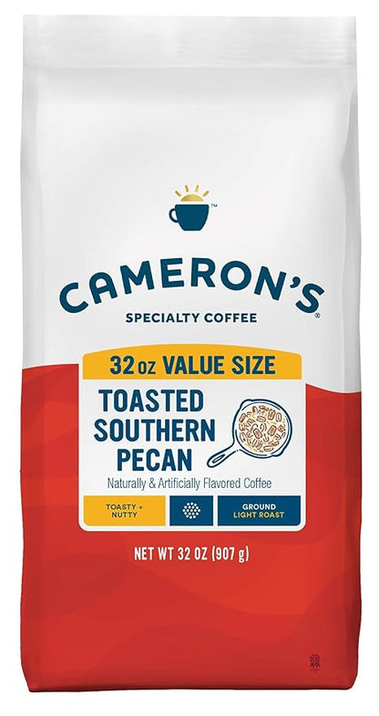 Cameron's Coffee Roasted Ground Coffee Bag, Flavored, Toasted Southern Pecan, 32 Ounce