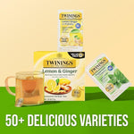 Load image into Gallery viewer, Twinings Superblends Probiotics+ Lemon &amp; Ginger Flavoured Herbal Tea with Turmeric, Caffeine-Free, 18 Count (Pack of 1), Enjoy Hot or Iced, 18 Teabags