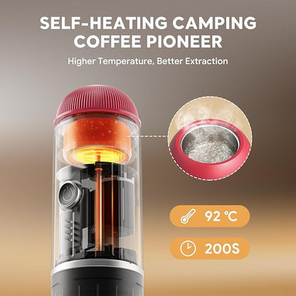 Portable Electric Espresso Machine, Travel Coffee Maker for Camping, Car Self-Heating Coffee Machine with USB-C, Compatible With NS Capsules & Ground Coffee, Portable Coffee Maker for Hiking,RV,Office