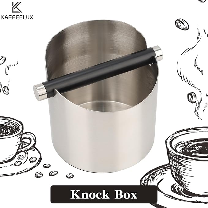 Italian Espresso Tapping Box, Stainless Steel Coffee Grinding Tapping Box, With Detachable Tapping Rod And Anti Slip Rubber Base (Silver)