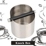 Italian Espresso Tapping Box, Stainless Steel Coffee Grinding Tapping Box, With Detachable Tapping Rod And Anti Slip Rubber Base (Silver)