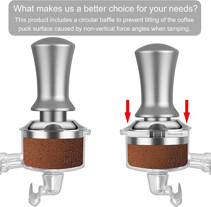 Calibrated Spring Loaded Coffee Tamper for Espresso Machine - Essential Espresso Tool for Perfect Tamping Results - Fits Portafilter Baskets(58mm, Silver)