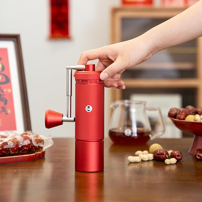 TIMEMORE S3 Manual Coffee Grinder with External Adjustment and Stainless Steel Patented Burr，Hand Coffee Grinder High Presicion Premium Expresso Coffee Grinder Chestnut S3, Red