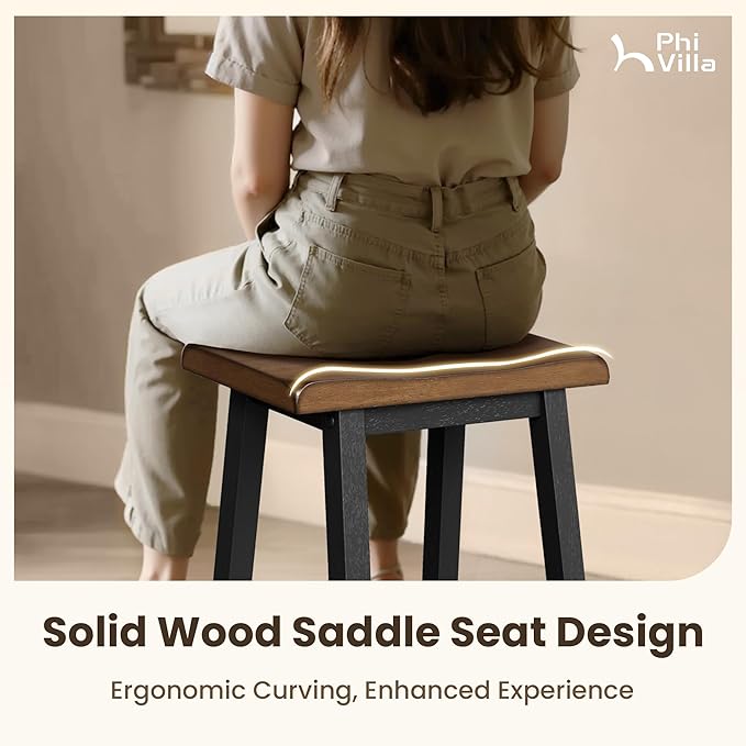 PHI VILLA Dining Table Set for 4, Counter Height Dining Table with 2 Chairs and 1 Bench, Solid Wood Table Sets for Farmhouse, Rustic Kitchen and Dining Room Table Set with Chairs, Walnut with Black