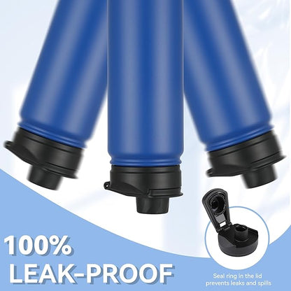 HASLE OUTFITTERS Insulated Water Bottle 22 oz Double Wall Stainless Steel Water Bottle Wide Mouth with Straw Lid & Spout Lid Keeps Cold or Hot(Royal Blue,1)