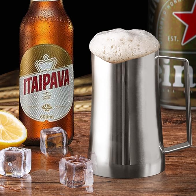 Stainless Steel Coffee Mug, Double Wall Tumbler with Handle, Insulated Tumbler with Beer Opener, Great Beer Gifts for Men (14 oz)