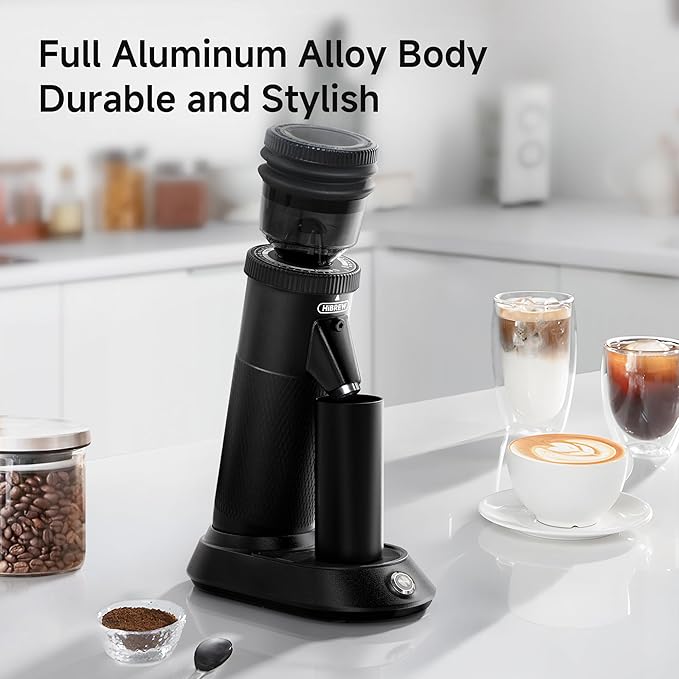 HIBREW G5 Single-Dose Espresso Grinder with Conical Burr, Magnetic Dosing Cup, Metal Housing, Dual-Speed Adjustment, 36-Step Micro Grind Settings - for Espresso Moka Pots & Drip Coffee (Graphite)