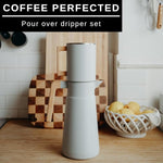 Load image into Gallery viewer, HASTINGS 68 Oz Pour Over Coffee Maker Set with Double Layer Reusable Stainless Steel Filter 8-Cup and Wood Handle - Dual Wall Heat Resistant Drip Coffee Brewer, Pour Over Coffee Dripper Carafe, Gray