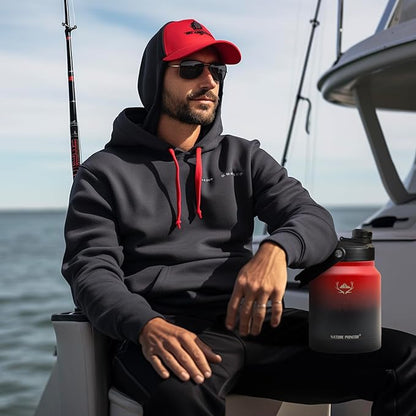 NATURE PIONEOR Insulated Water Bottles with Strap Pouch - 84 oz Stainless Steel Vacuum Bottle with Holder/Carrier/Sleeve - 18/8 Food Grade 84oz Water Jug