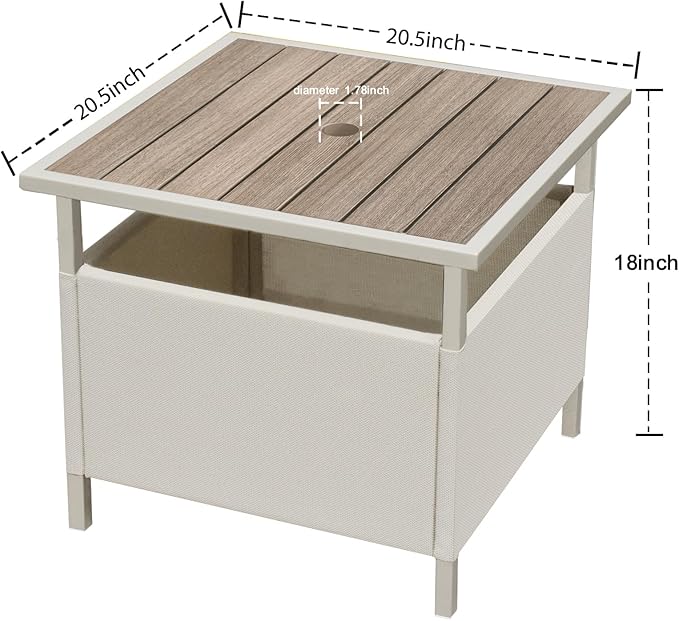 LZRS Adirondack Square Outdoor Side Table with Umbrella Hole, Pool Composite Patio Table,HDPE End Tables for Backyard,Pool, Indoor Companion, Easy Maintenance & Weather Resistant(Wood Like)