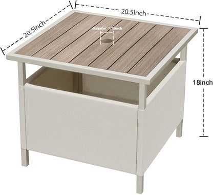 LZRS Adirondack Square Outdoor Side Table with Umbrella Hole, Pool Composite Patio Table,HDPE End Tables for Backyard,Pool, Indoor Companion, Easy Maintenance & Weather Resistant(Wood Like)