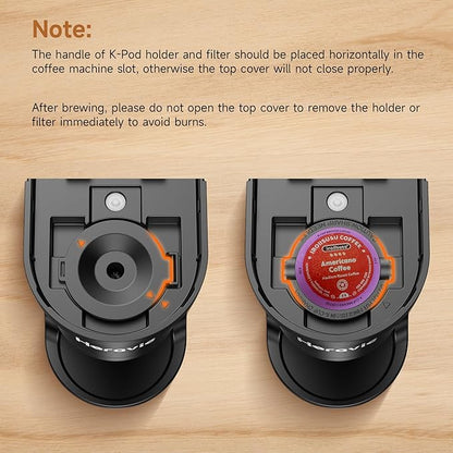 Small Single Serve Coffee Maker, Fast Brew One Cup Coffee Machine for K Cup and Grounds, 6 to 12 oz. Brew Sizes, Capsule Coffee Machine with Descaling Reminder and Viewing Tank, Black