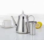 Load image into Gallery viewer, SANQIAHOME 1.6L(54oz) Stainless Steel Hammer Patterned Teapot With Removeable Infuser,Loose leaf cover,Silver