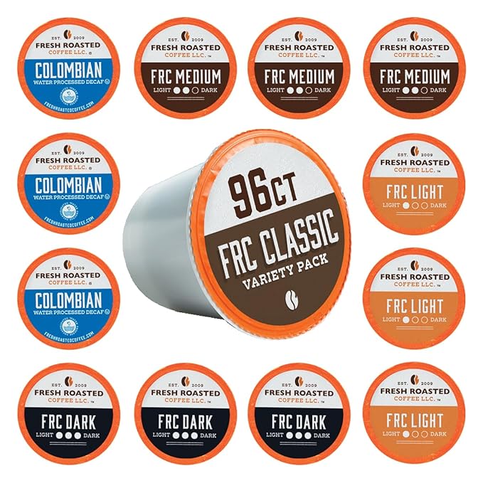 Fresh Roasted Coffee, FRC Classic Variety Pack, Kosher, K-Cup Compatible, 96 Pods