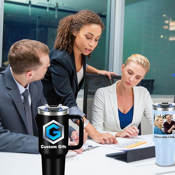 Personalized Tumbler with Pictures Text Name, Custom Double Wall Insulated Tumbler, Personalized Gifts for Women Men Friend, Christmas Gifts, 20oz Coffee Tumbler w/Lid (40 photo)