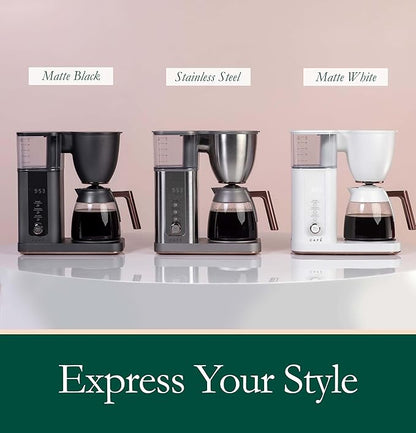 Café Specialty Drip Coffee Maker, 10-Cup Glass Carafe, WiFi Connected Smart Voice-to-Brew, Includes Reusable Filter Basket & Grounds Scooper, Barista-Quality Brew, SCA Certified, Matte Black